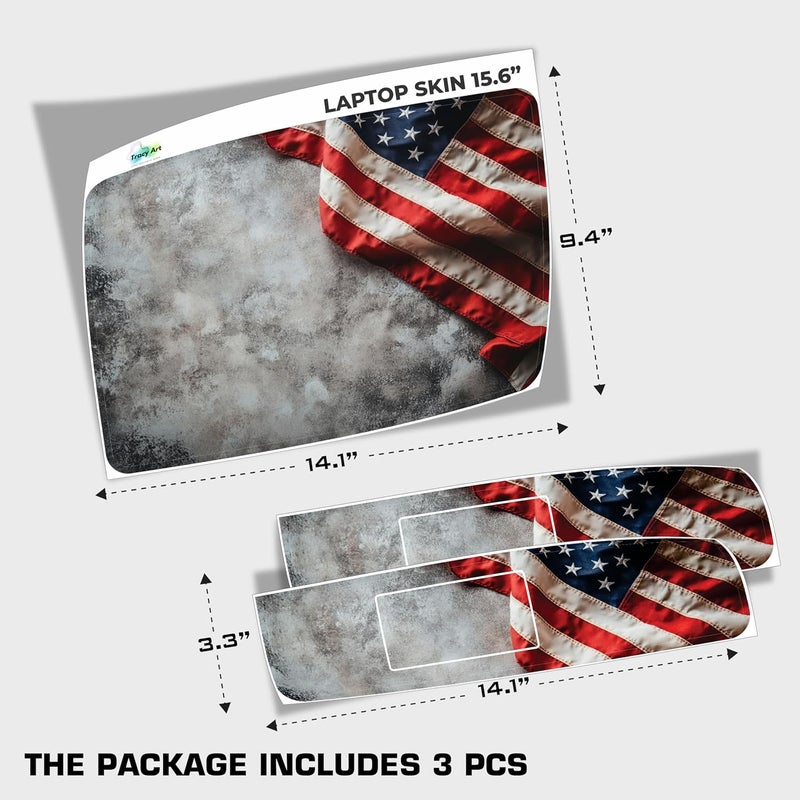 TracyArt Laptop Skin Decal HP 15.6" - US Flag, Laptop Cover Sticker, No Cutting Required, No Bubble, Waterproof, Scratch Resistant - Including Wide Screen and Wrist Pad - Image 3